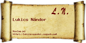Lukics Nándor névjegykártya